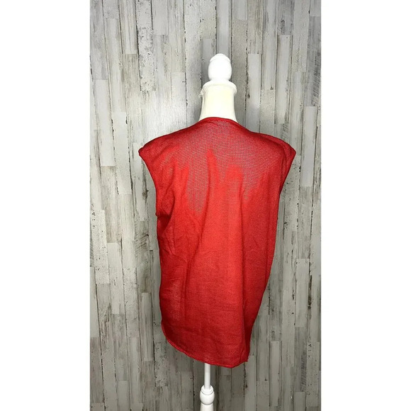 Wright's Women's Size XL Lightweight Red Mesh Net Sleeveless Tank Top - Picture 4 of 6